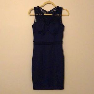 XOXO Sleeveless Lace Top Dress | Navy Blue